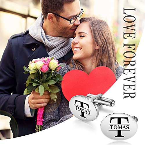 Custom Cufflinks for Men - Personalized Gold Mens Cufflinks with Engraving Name & Initial Stainless Steel Cuff Links for Wedding Groom Businessman - color: Style 2