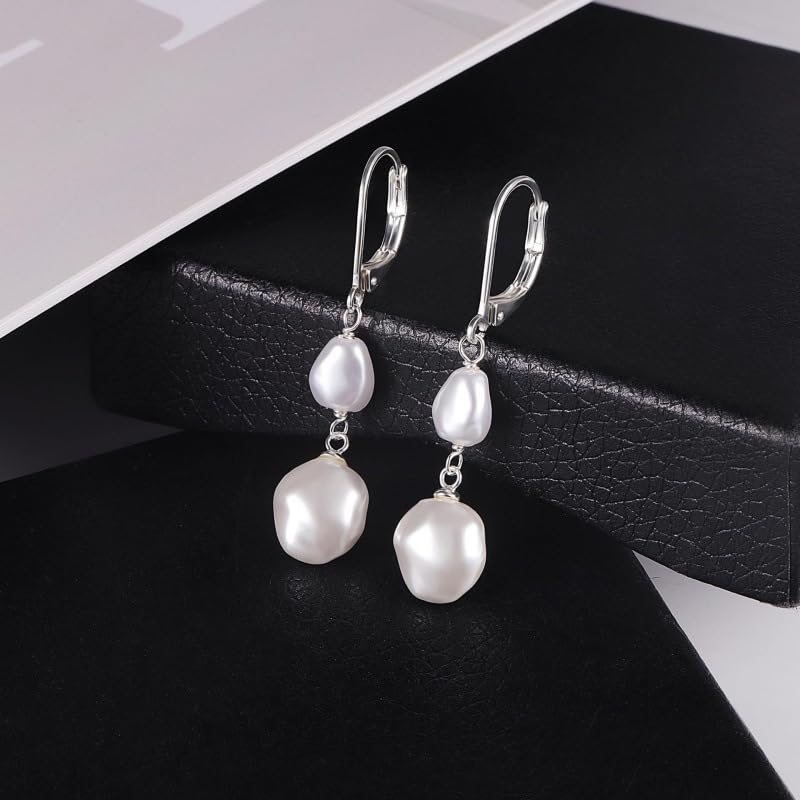 925 Sterling Silver Hook Pearl Dangle Earrings for Women Drop Hook Vintage Earrings Jewelry Birthday Gifts - style: DBHoop