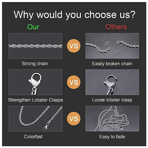 24K Gold Plated Rope Chain Stainless Steel Twist Chain Necklace Men Women - color: Stainless Steel, size: 36 Inches