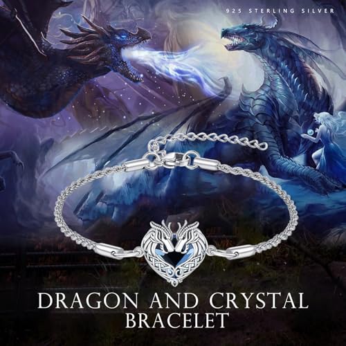 Animal Bracelet for Women 925 Sterling Silver Celtic Dragon/Horse/Wolf Bracelet Adjustable Bracelet Cute Animal Jewelry Gift for Women - style: 02-Celtic Dragon Bracelet