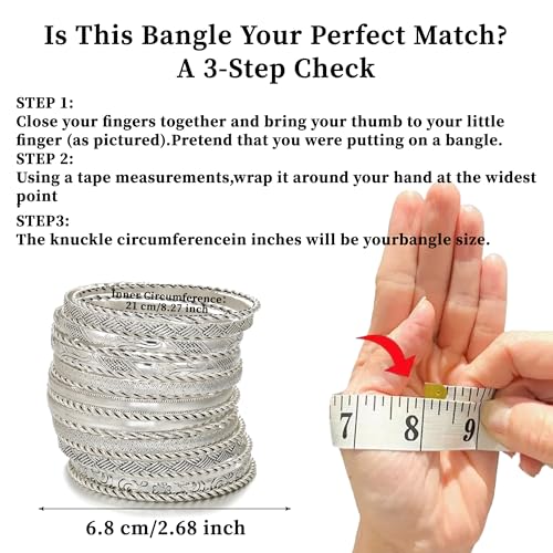 Gold Bangles for Women, 12 Pcs Boho Stackable Bracelets Multi Layer Textured Chunky Bracelets Jewelry Set for Women - color: Style F- 19 pcs silver