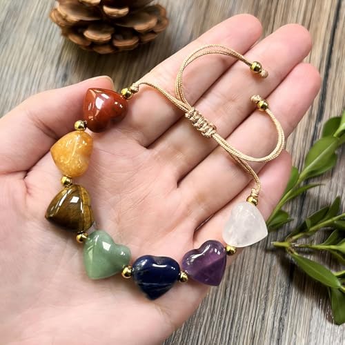 Heart Crystal Bracelet,Natural Gemstone Healing Bead Bracelet | Handmade Jewelry Gifts for Women Men,Graduation Gift for Her - color: L Love Bracelet