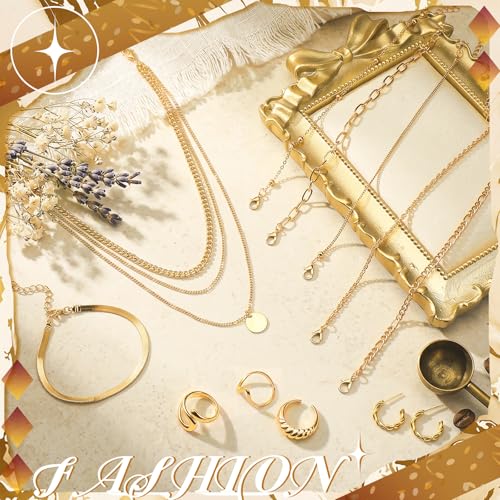 Ecally Bohemian Western Jewelry Turquoise Set Women Country Pendant Long Choker Layered Bracelets Earrings Ring for Women - color: Gold, style: Versatile