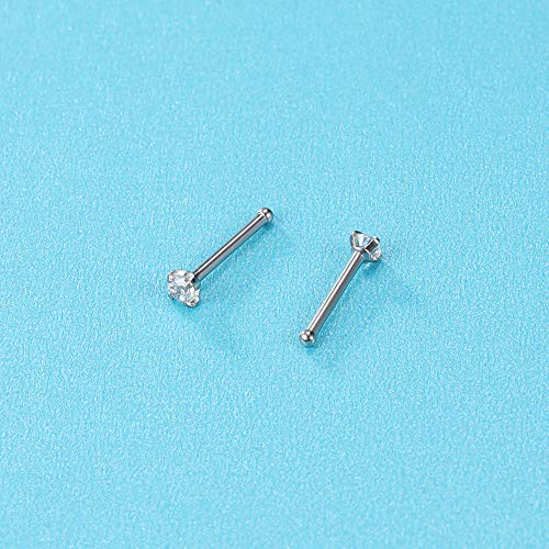 ZS 6-14PCS 20g Tiny Nose Stud Ring Piercing Surgical Steel Nose Bone/L Shaped/Nose Screws Rings Set - color: B:10pcs Nose Bone Style(White)