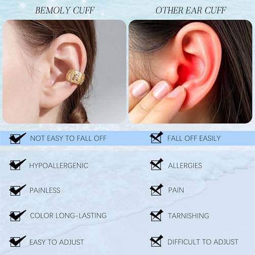 Gold Ear Cuff for Women, 14K Gold Plated Single Non-Pierced Earring with Micro-Pave Cubic Zirconia Adjustable Open Ear Clip for Daily Wear & Special Occasions - color: ear cuff-S 009
