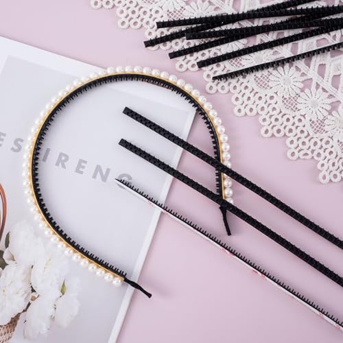 Pndeyo 10pcs Headband Teeth Strips for DIY, 7.09x0.2, Black | Silicone, Anti-Slip, Self-adhesive, Hair Bands Teeth, for Women Girls Headbands Hair Accessories Craft - color: Black-7.09"x0.2"
