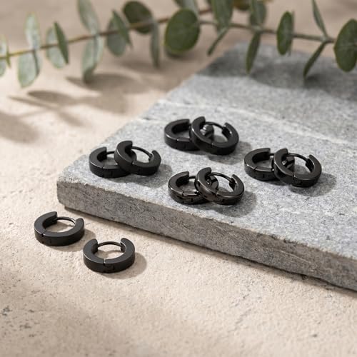 Stainless Steel Hoop Earrings for Men 3 Pairs | Small Huggie Earrings Minimalist Piercing Huggie Earrings Lightweight Cartilage Sleeper Jewelry