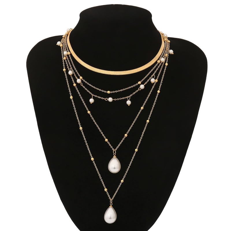 Layered Gold Necklace Set with Coin Pendant Boho Beaded Design Adjustable Chain Jewelry for Everyday Stacking Accessories - color: B