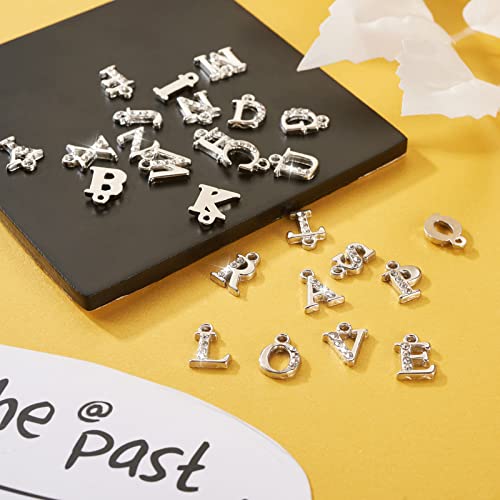 Craftdady Letter Charms Capital Pendants Mixed A-Z Initial Letter Number Charms DIY Bracelet Necklace Pendants for Jewelry Making, Gold, Antique Silver, Platinum - color: Platinum + Crystal, 12.5-13.5x5.5-12mm