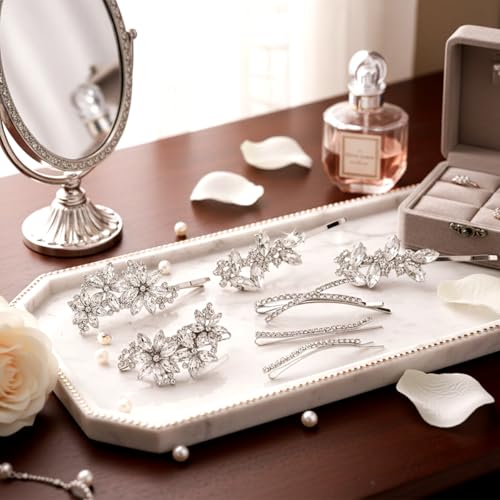 10 PCS Rhinestone Hair Clips Elegant Wedding Bridal Silver Bobby Pins Crystal Fancy Hair Accessories for Women (Classic) - color: Classic