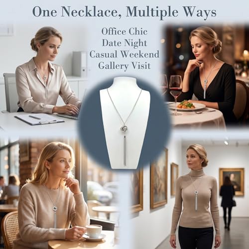 Tassel Necklace For Women Silver Y Knot Pendant Snake Chain Jewelry | Tassel Necklace For Women Knot Pendant Snake Chain Adjustable Minimalist Elegant Jewelry For Daily And Formal Wear