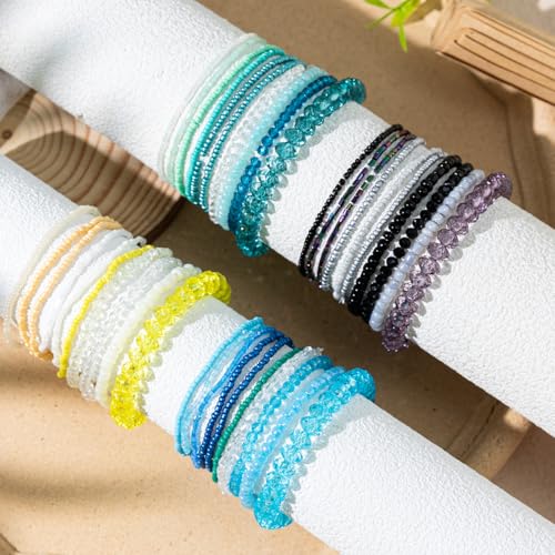 tenghong2021 Handmade Bohemian Multilayer Bracelets Boho Glass Beaded Colorful Strand Multilayered Stackable Seed Beads Bracelet for Women Friends Friendship Gifts Summer Beach Hawaii Jewelry - color: Black