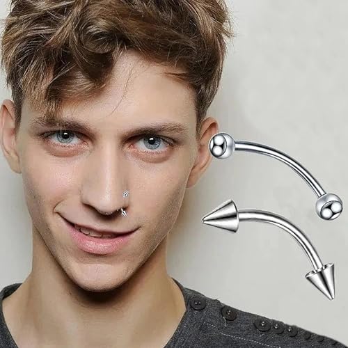 8 PCS 16G Curved Barbell 6mm 8mm 10mm 12mm Steel Eyebrow Rings Rook Daith Helix Cartilage Earring Vertical Labret Lip Piercing Jewelry Unisex