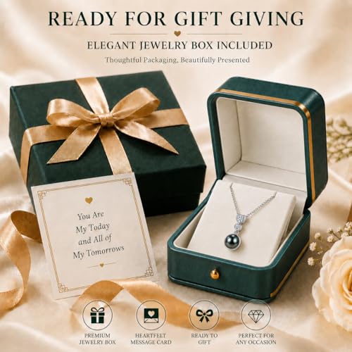NONNYL Necklace Gifts for Women-Mothers Day Gift for Mom Her Wife Coules Girlfriend-Gifts for Wife Women Wedding Birthday Anniversary Jewelry, Christmas Day Valentine's Gift, Pearl Necklaces - color: Heart black pearl necklace