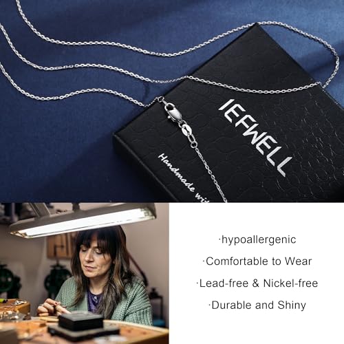 IEFWELL S925 Sterling Silver Chain Necklace for Women, 1.2 mm Cable Chain | Hypoallergenic Non-Tarnish Long Lasting Shiny Dainty Italian Quality