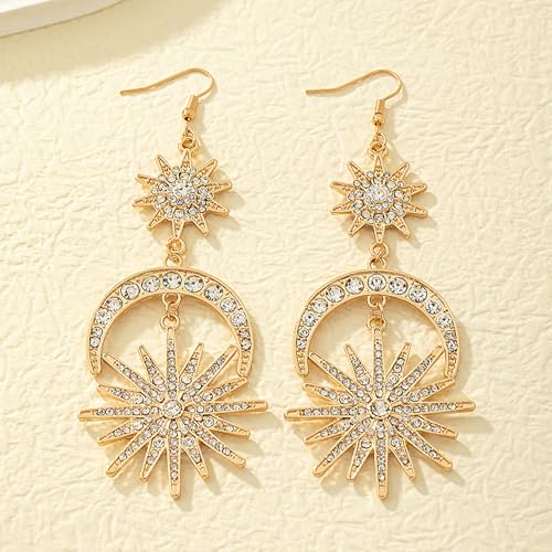Crystal Crowns for Women, Crystal Bubble TiaraBride Royal Queen Headband Princess Headpieces for Women Bridal Wedding Prom Birthday Party Crowns - color: Gold Crown with Earrings