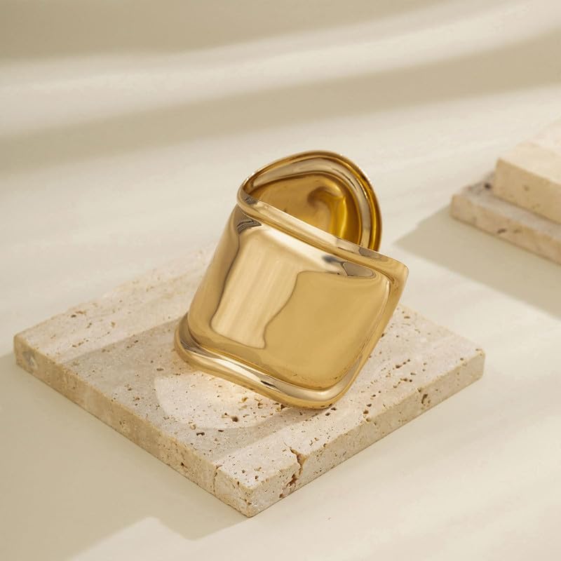Chunky Gold Cuff Bracelet Chunky Bangles for Women Non Tarnish Modern Gold Jewelry Gifts trendy fashion fall fashion jewelry womens fashion - color: A