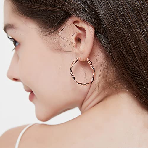 Rose/White/18k Gold Plated Hoop Earrings Lightweight Hoop Earrings For Women Loop Earrings 1in 2in - color: Rose Gold, size: 30mm