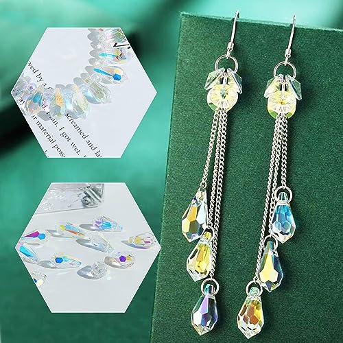 LONGWIN 72pcs AB Teardrop Crystal Beads 7x14mm Waterdrop Glass Beads for Jewelry Making, Earrings, Necklaces, Bracelets - size: 72pcs 7x14mm