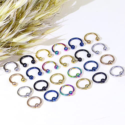 12G Septum Rings Ear Gauges Earrings Hoops Eyebrow Piercings lip Rings Hoop 316L Surgical Steel Cartilage Helix Tragus Rook Daith Earrings Piercing Jewelry for Women Men 10mm 12mm 14mm 16mm - style: 12G 16MM Mix Color