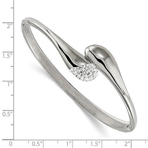 Jewels By Lux Stainless Steel Polished Preciosa Crystal Hinged Bangle
