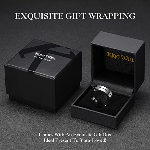 King Will Mens 8mm Cross Groove Tungsten Carbide Wedding Ring | Rose Gold, 8mm, Grooved, Comfort Fit, Cross design, Everyday Wear - color: Glossy Black 8mm