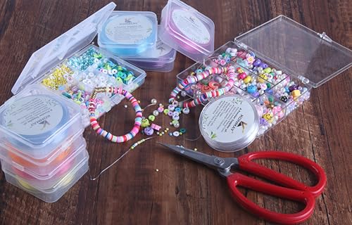 0.6mm Seed Beads Stretchy Bracelet String, 38 Yards Elastic Crystal String,Thin Elastic Beading Cord Pony Beads, Kandi Beads and Friendship Bracelet Making - color: Clear
