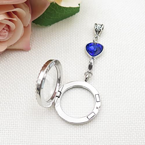 IDLAN Wedding Bouquet Locket Charm Rhinestone Photo Charm Memorial Bride Pendant Memorial Photo Keepsake Something blue
