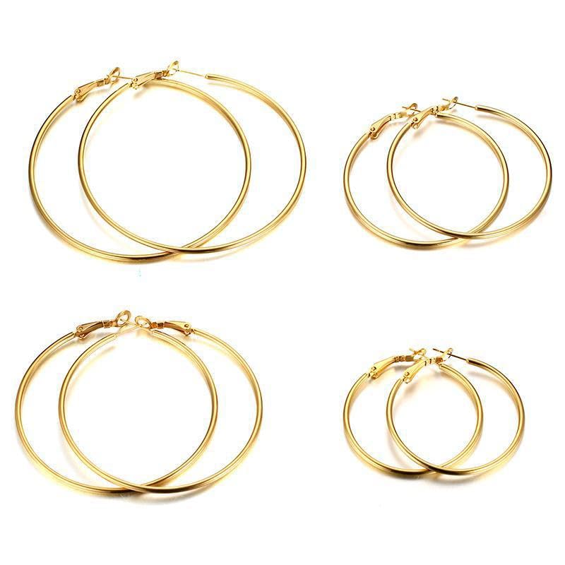 Large Hoop Earrings for Women 4 Pairs Stainless Steel Gold and Silver Hoop Earrings Set Lightweight Hypoallergenic Big Hoop Jewelry for Everyday Party and Gifts 40mm 70mm - color: Gold-50mm