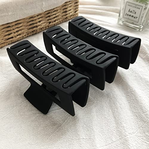 Hair Claw Clips Large Square 4 Inch Matte No Slip Big Rectangle Jaw Clip Clamp for Thick Hair Women, 3 Pack Black - color: G