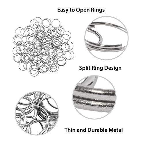 Super Z Outlet 100 Piece Mini Stainless Steel Split Rings Connectors for Arts & Crafts, Chandelier, Necklaces, Homemade Jewelry Making, DIY Keychains, Crystal Garlands, and Curtain Suncatchers (12mm)