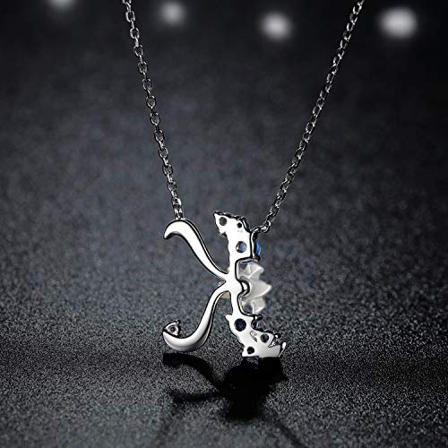 VIKI LYNN Initial Necklace for Women 925 Sterling Silver Initial A to Z Letter Pendant Necklace with Blue Flower Cubic Zirconia Birthday Engagement Gift for Women,Mom, Couple - style: Letter K