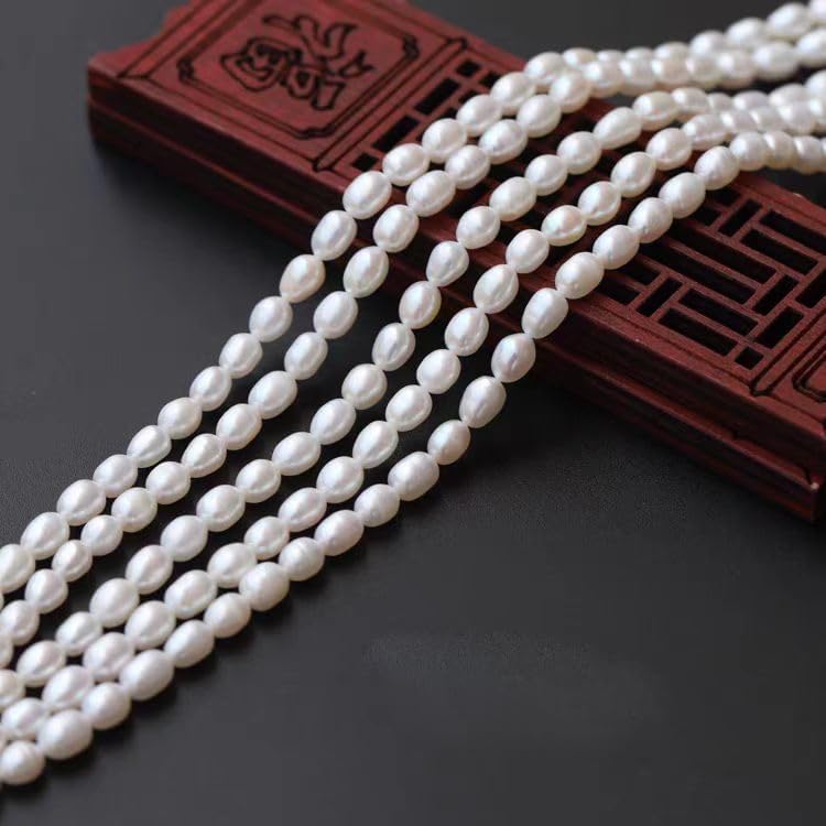 50 Pcs 8-9mm No-Holes Fresh Water Pearls Beads AAA for Jewelry Making Real Freshwater Cultured Pearls Oval Pearl Beads Jewelry Production, Handicraft Production, for Manza - color: White 8-9mm without holes.