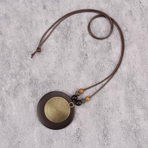 Bohemian Necklaces for Women Long Leather Necklace with Large Pendant Chunky Boho Hippie Jewelry Pendant Chocker Necklace - style: Bohemian Pendant Necklace