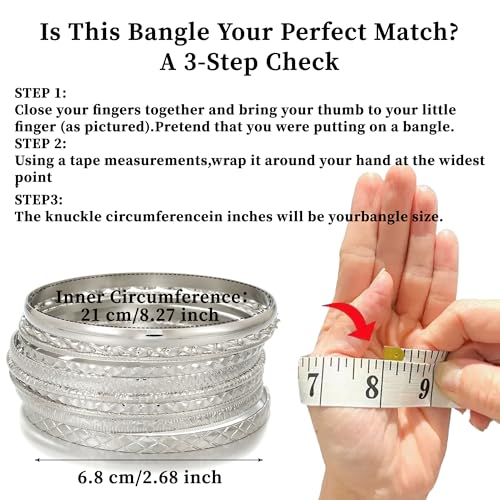 Gold Bangles for Women, 12 Pcs Boho Stackable Bracelets Multi Layer Textured Chunky Bracelets Jewelry Set for Women - color: Style D- 10 pcs silver