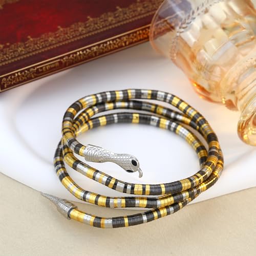 Bendable Snake Chain Necklace for Women Arm Cuff Flexible Twisty Multi-purpose DIY Bracelet and Punk Choker Trendy Medusa Snake Jewelry Gift - style: Silver