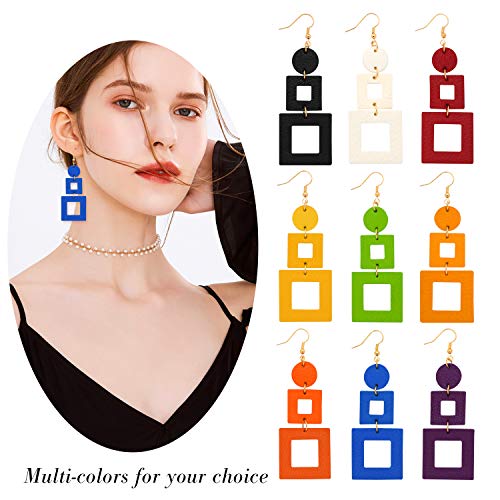 KINIVA Leather Dangle Earrings for Women Trendy, Lightweight Leaf Circle Lightning Earrings Drop, Jewelry Gifts for Women - color: 38 Blue