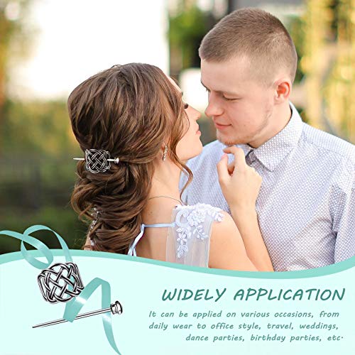 WILLBOND 2 Pieces Viking Celtic Hair Clips Hairpins Viking Silver Hairs Stick Celtic Knot Jewelry Hair Clips for Ladies or Women - color: Traditional