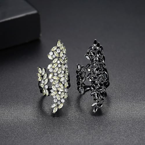 18K Gold Plated Rings for Women and Teen Girls Non Tarnish Cubic Zirconia Fidget Ring Butterfly/Snake/Mesh/Cross/Crown Knuckle Ring Open Adjustable Statement Stacking Chunky Rings - color: Green Magic