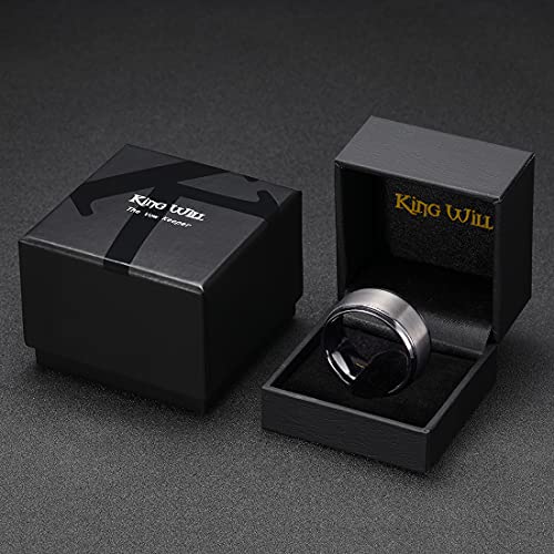 King Will Classic Tungsten Wedding Band for Men, 6/7/8/9/10mm Widths, Polished Finish Step Edge Matte Rings Comfort Fit - color: A-silver 10mm