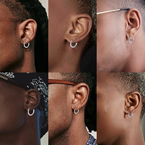 Silver Gold Hoop Earrings for Women Men, 316L Surgical Stainless Steel Huggie Hoop Earrings Set Hypoallergenic Small Cartilage Earrings Lightweight Hoop Earrings Huggie Set - color: Silver--12/14/16/18/20mm