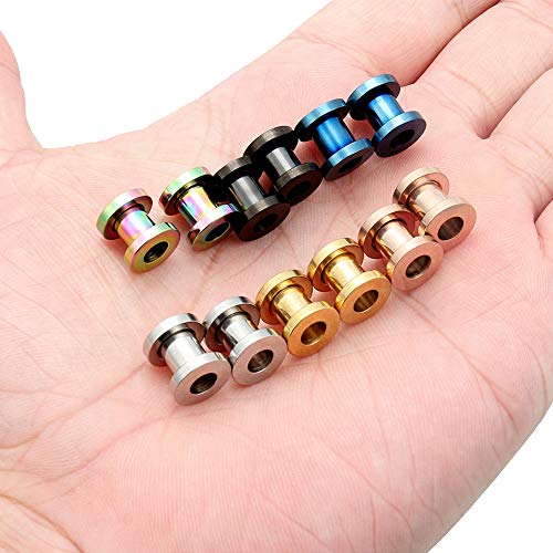 Lcolyoli Screw Fit Ear Gauges Kit Surgical Steel Tunnel Expander Earrings Earlobe Plugs Body Piercing Jewelry Set for Women Men 14G-00G 12 Pieces - style: f: 12Pcs-6 Colors-2G