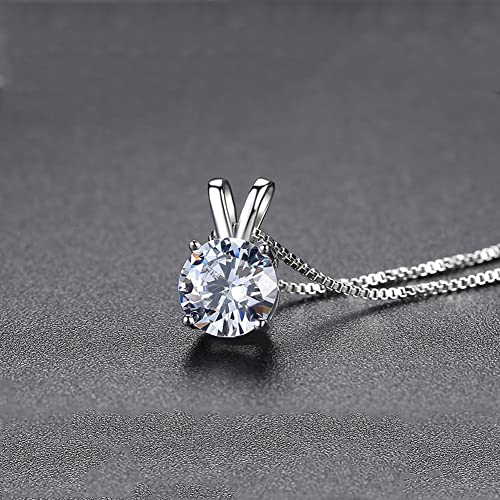 Dainty Solitaire Necklaces Stud Earrings Set For Women,White Gold Plated Simple Prom Jewelry Set Cubic Zirconia Pendant Choker Necklace And Earring Sets Wedding Jewelry For Bridal - color: 4 Prong necklace stud set