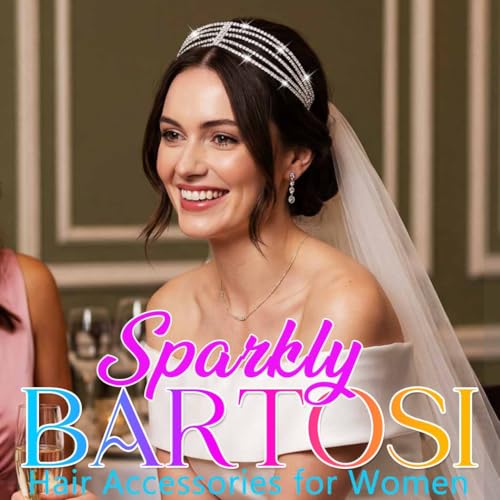 BARTOSI Rhinestone Head Chain Silver Bridal Headpiece Accessories Women | Forehead Wedding Headband Elastic Crystal Hair Band Sparkly Prom Hair Jewelry - color: A-Silver