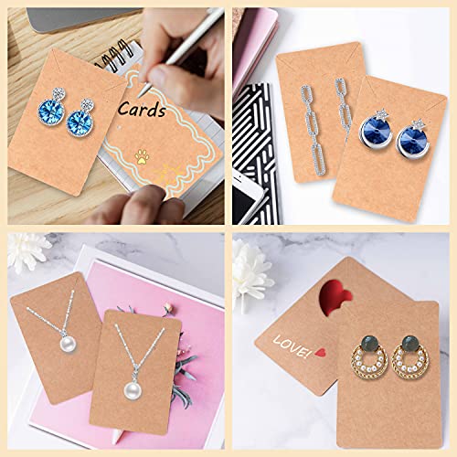 Earring Display Cards with 100 Pcs Earring Holder Cards 200 Pcs Earring Backs and 100 Jewelry Packaging for Earrings Necklace Jewelry Bags 3.5x2.4 Inches (Brown) - color: ZK100-Brown