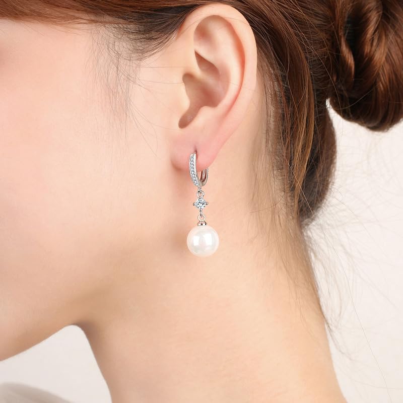 925 Sterling Silver Hook Pearl Dangle Earrings for Women Drop Hook Vintage Earrings Jewelry Birthday Gifts - style: 8mm Pearl