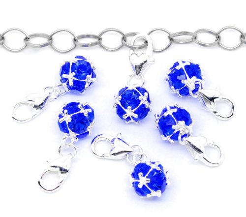 Sexy Sparkles Birthstone Dangle Charm Pendant for European Clip on Charm Jewelry with Lobster Clasp - color: Blue. - September