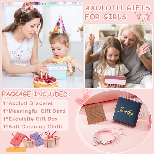 Ritach Graduation Gift fo Her - Cute Axolotl Heart Initial Bracelet CZ Rhinestone Beads and Pink White Pearl Bracelets for Girls Teen Kids Axolotl Graduation Gift for Her Girls Kids Axolotl Lovers - style: D