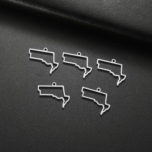 kkjoy 5Pcs Hollow Continents Maps of USA Pendant Charms for Jewelry Making and Crafting, Stainless Steel Mini Charm Craft Supplies Accessories for DIY Bracelet Necklace Earrings - color: Hollow Maryland Map - Silver