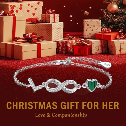 925 Sterling Silver Adjustable Letter Bracelets Infinity Heart Emerald Charm Link Bracelet ,Personalized Charm Alphabet Jewelry Valentines Christmas Mother’s Day Birthday Gifts - color: L